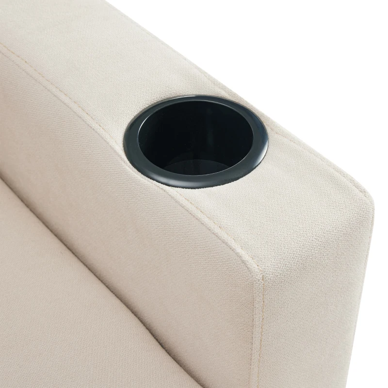 Canapé d'angle moderne en L, 3 places avec méridienne et rangement, porte-gobelet intégré, 175x129x90 cm, Beige