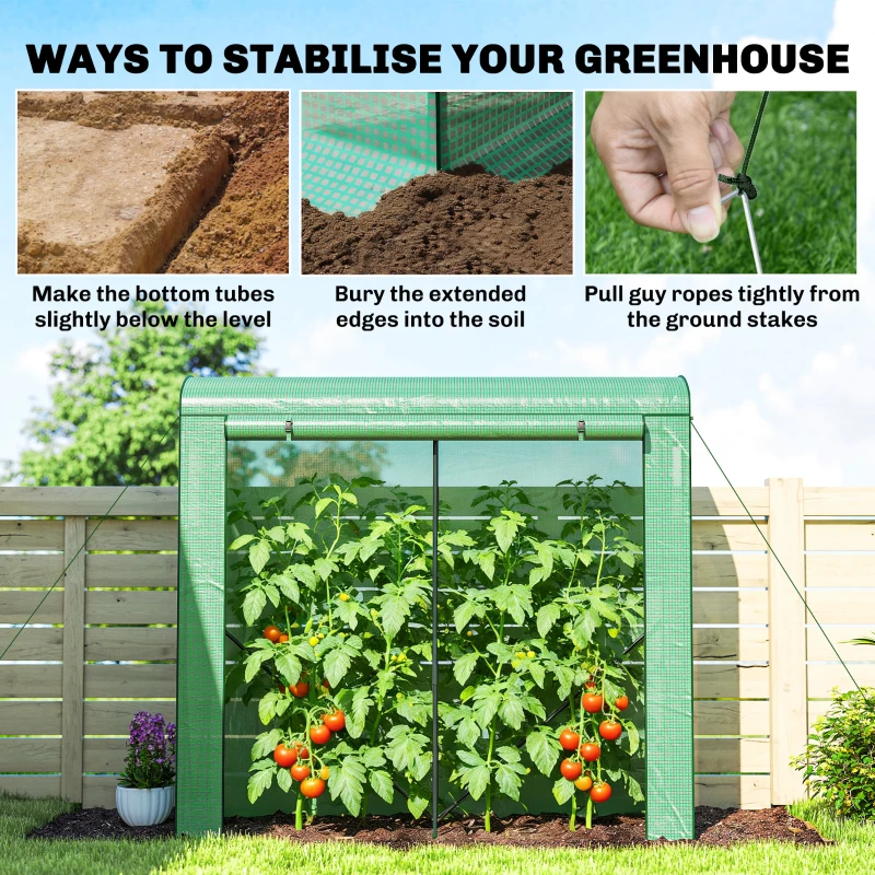 Outsunny Serra da giardino con porta avvolgibile e finestre, 200x75x188 cm, Verde