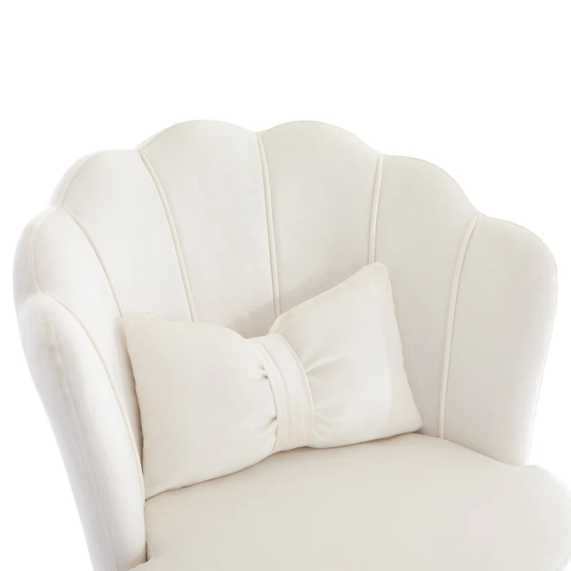 Fauteuil pivotant moderne avec dossier en forme de pétale, réglable en hauteur et design rotatif à 360°, 55x62x73-83 cm, Beige
