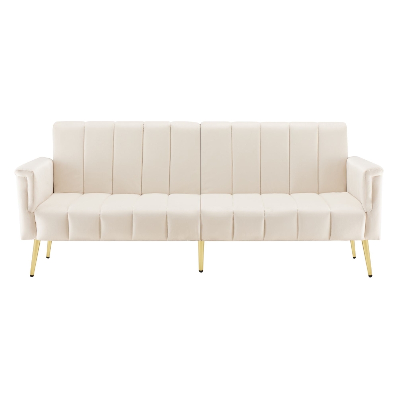 Canapé‑lit pliable moderne avec dossier et accoudoirs réglables, 183x76x75 cm, Beige