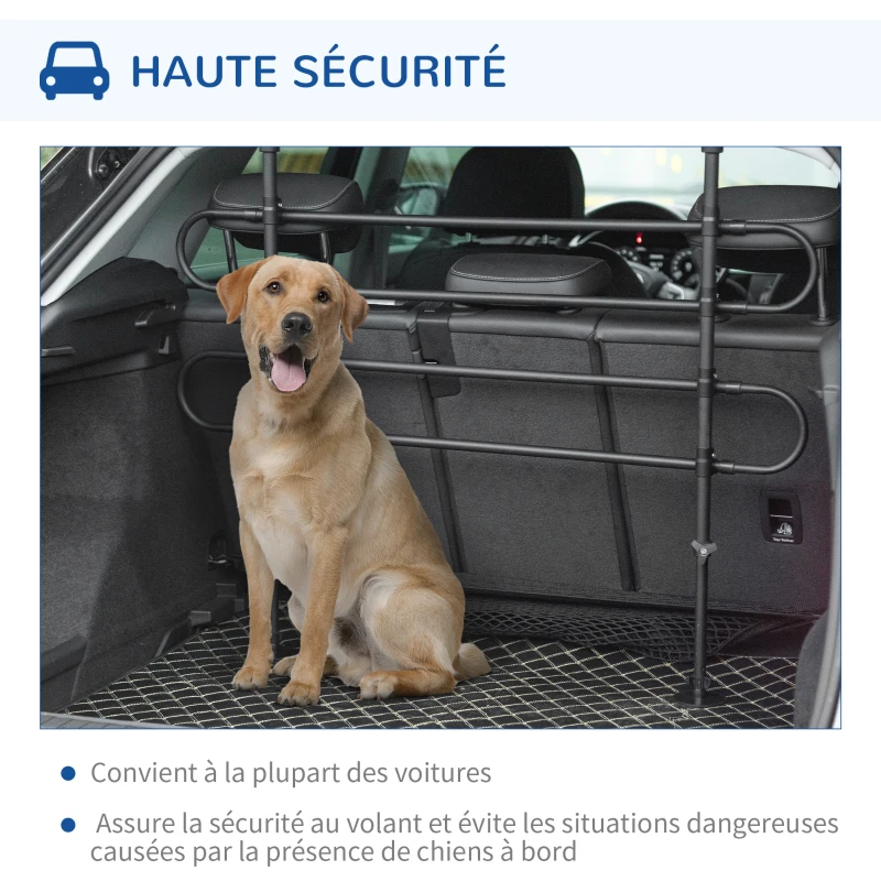 PawHut Grille de séparation pour chien universel, barrière de sécurité extensible pour animaux de compagnie, en acier noir