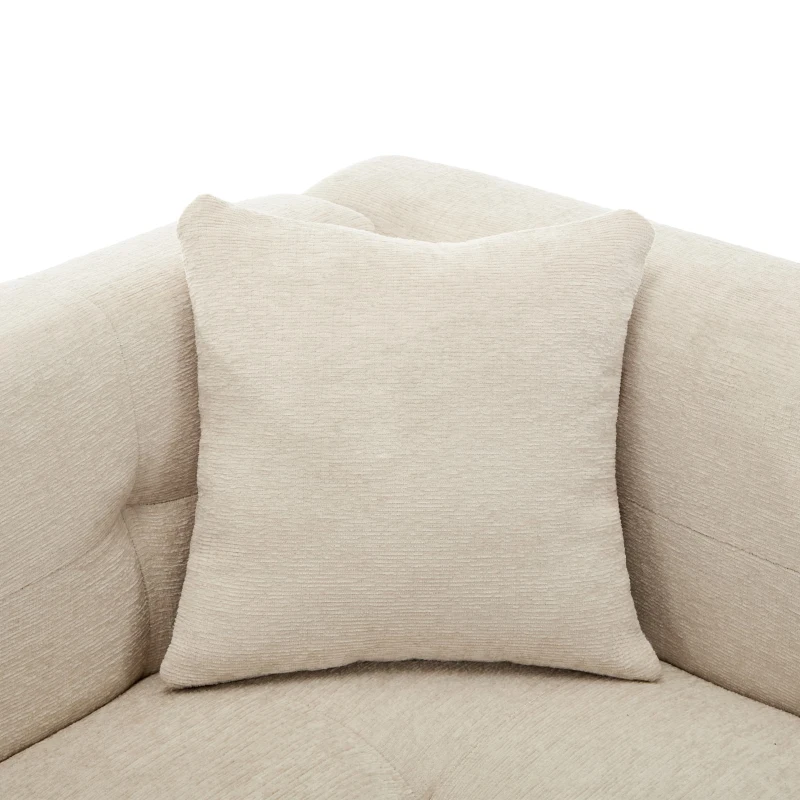 Canapé d'angle 3 places avec rangement, design en L avec pouf amovible et 2 coussins, 204x126x69 cm, Beige