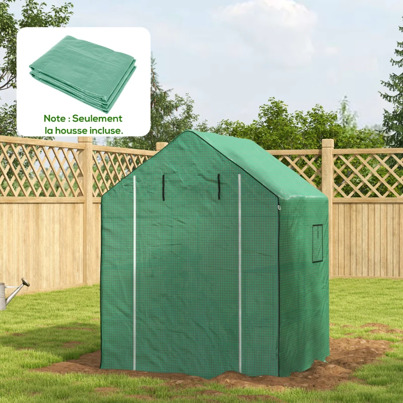 Outsunny Bâche de remplacement pour serre de jardin 140 x 143 x 190 cm avec fenêtre et porte à fermeture éclair anti-UV