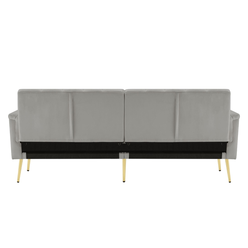 Canapé-lit pliable moderne avec dossier et accoudoirs réglables, 183x76x75 cm, Gris