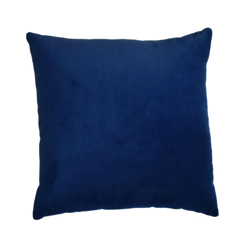 Set of 2 Quinn Cushion with Cotton-Soft Velvet Pile and Plush Filler, Handcrafted Pillow Ideal for Sofa and Bed, 45L x 45W x 15H cm, Blue