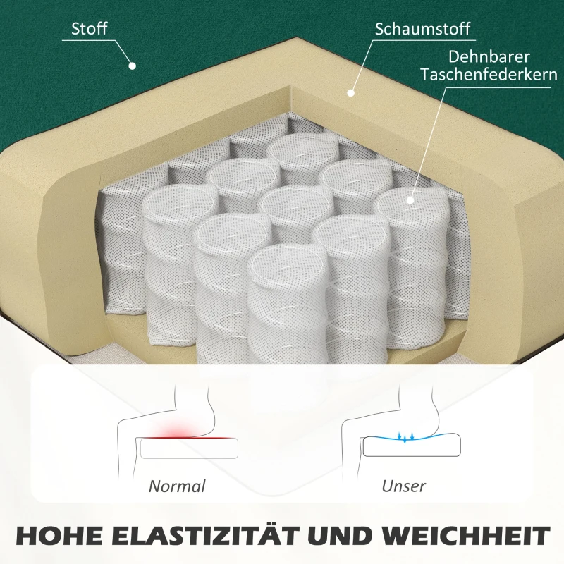 HOMCOM Sofa Retrodesign 2-Sitzer-Sofa, Holzbeine, 117 cm x 56,5 cm x 77 cm, Dunkelgrün