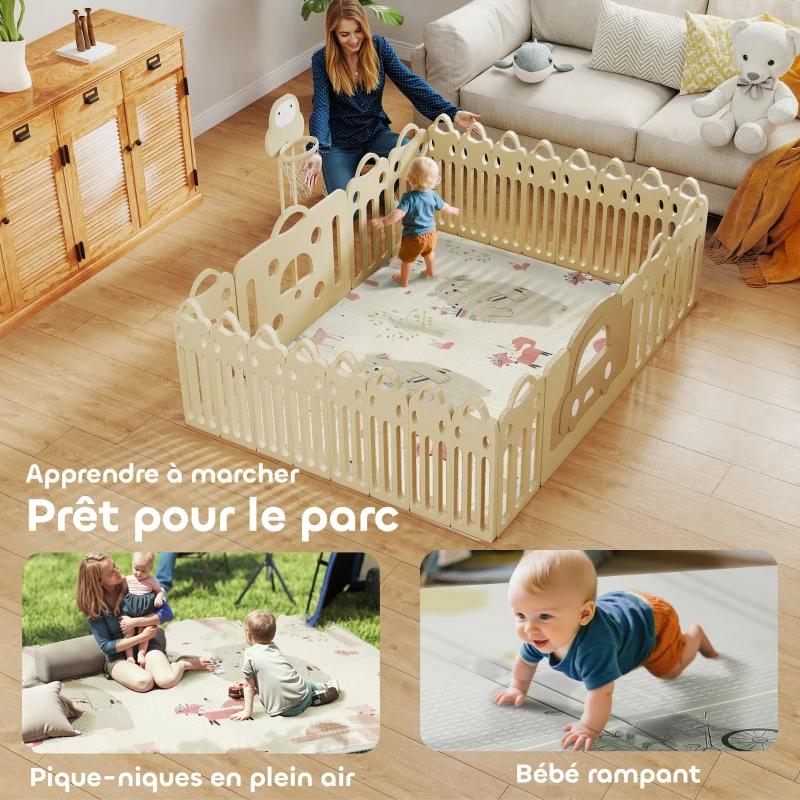 AIYAPLAY Tapis de jeu pour bébé pliable et réversible, tapis de sol en mousse épais, 200 x 150 x 1,5 cm, multicolore