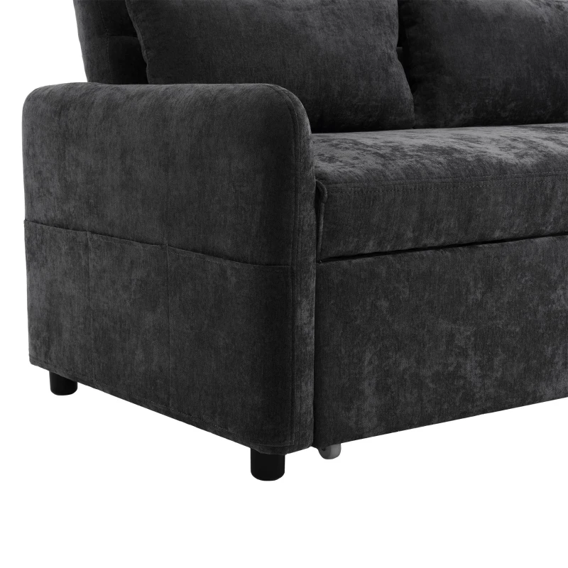 Canapé-lit double pliant moderne, avec dossier réglable, support pour smartphone et port USB de recharge, 129x76x81 cm, Gris