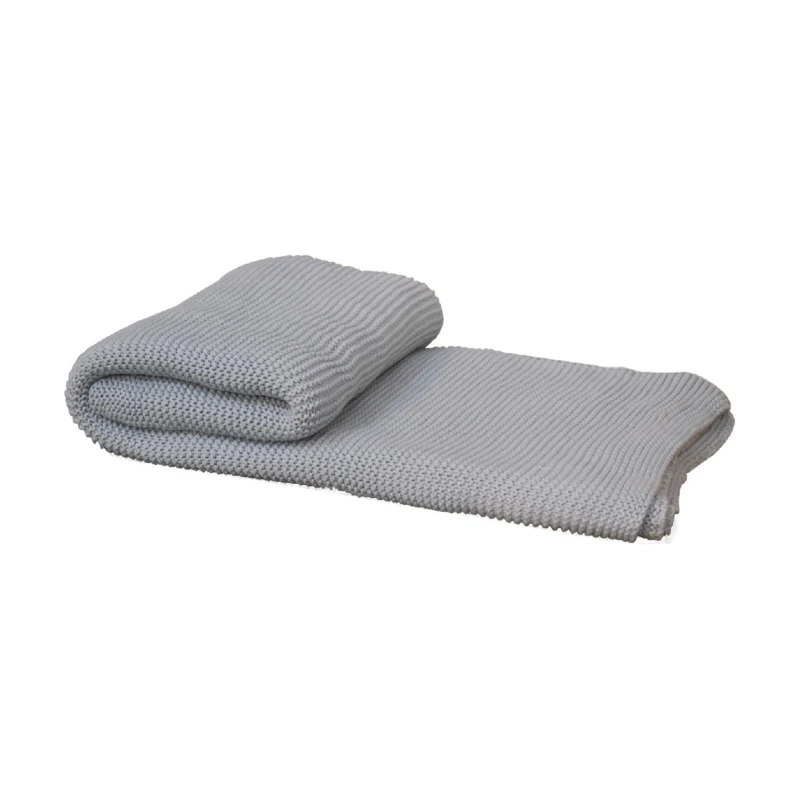 Hand-Knitted Double Knit Throw with Soft Breathable Natural Cotton, Knitted Blanket with Secure Packaging, 150L x 200W x 1H cm, Blue