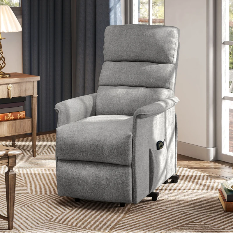 HOMCOM Fauteuil releveur électrique avec repose-pied dossier inclinable télécommande et pochette gris