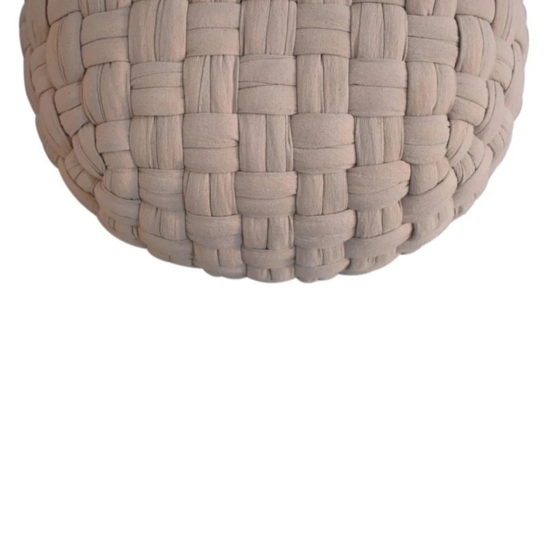 Handcrafted Tube Pouffe with Pleated Design and Breathable Cotton Fabric, Soft Futon with Delivered Fully Assembled, 48L x 48W x 36H cm, Cream
