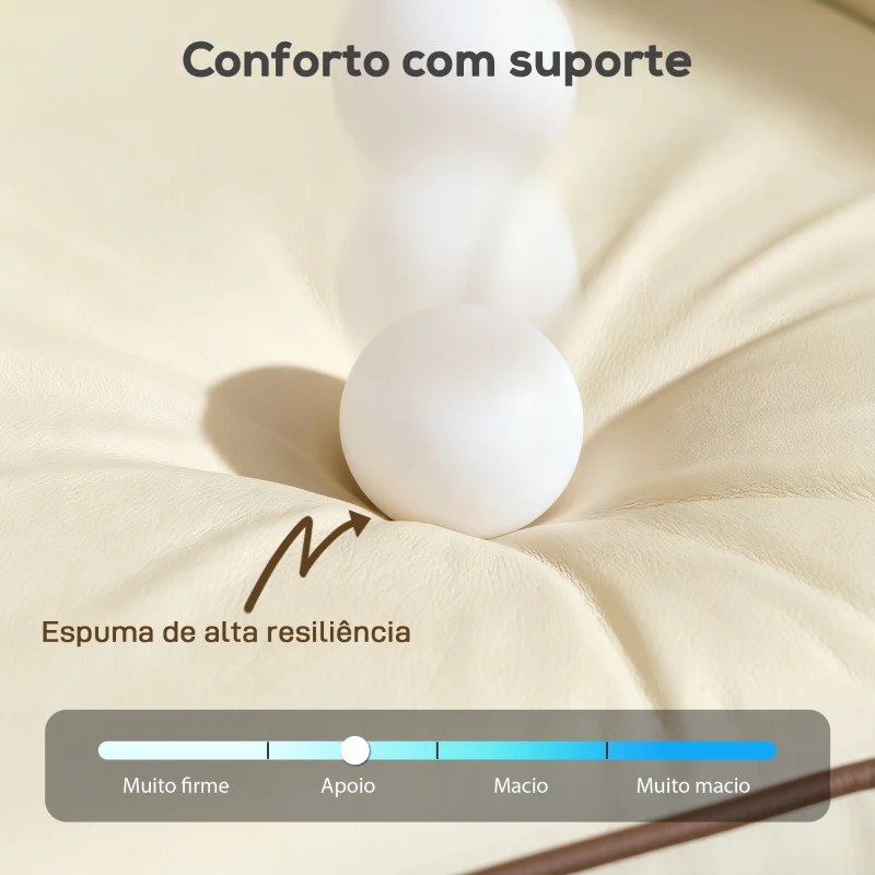 HOMCOM Poltrona Sala de Estar Estofada em Couro Sintético Poltrona Relax Moderna com Assento Largo Acolchoado Espesso 80x81x90 cm Bege