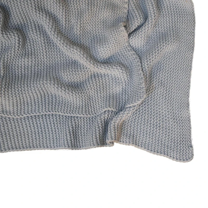 Hand-Knitted Double Knit Throw with Soft Breathable Natural Cotton, Knitted Blanket with Secure Packaging, 150L x 200W x 1H cm, Blue