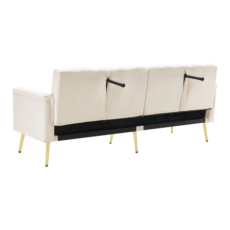 Canapé‑lit pliable moderne avec dossier et accoudoirs réglables, 183x76x75 cm, Beige