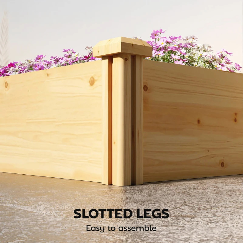 Outsunny Wooden Raised Bed, Planter with Divider and Open Bottom, Cold Frame Garden Bed 235 x 66 x 26 cm Natural wood