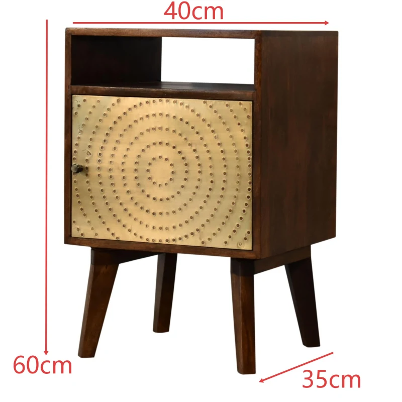 Solid Mango Wood Bedside Table with Open Slot and Storage, Handcrafted Sustainable Desk with Nordic Legs, 35L x 40W x 60H cm, Brown