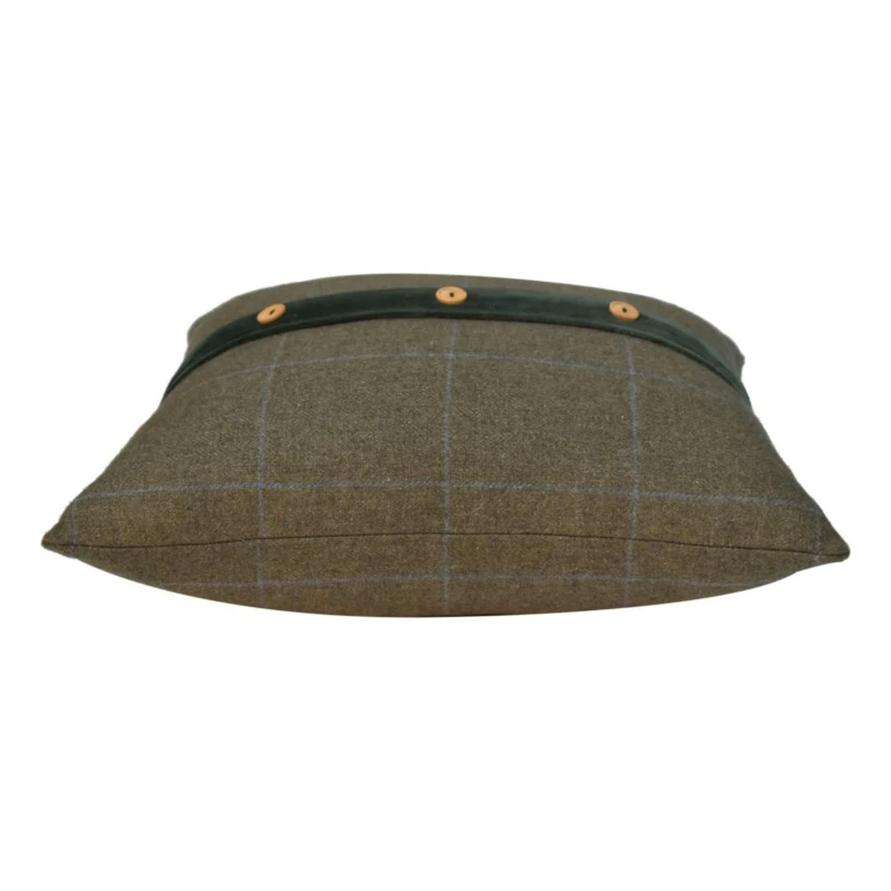 Set of 2 Quinn Cushion with Soft Cotton Blend and Velvet Pile, Handcrafted Pillow Ideal for Sofa and Bed, 45L x 45W x 15H cm, Olive Green