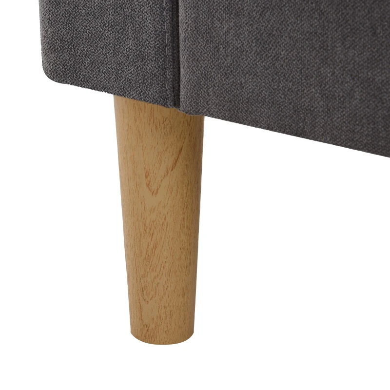 Canapé d'angle moderne en L, 3 places avec méridienne et rangement, porte-gobelet intégré, 175x129x90 cm, Gris foncé