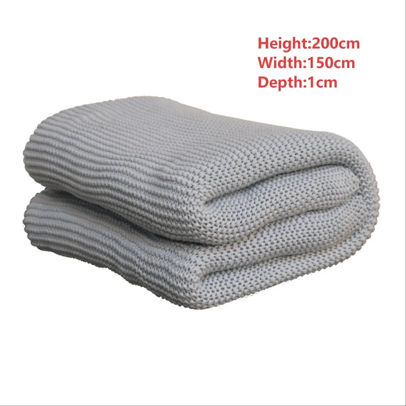 Hand-Knitted Double Knit Throw with Soft Breathable Natural Cotton, Knitted Blanket with Secure Packaging, 150L x 200W x 1H cm, Blue