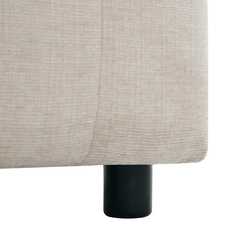 Canapé d'angle 3 places avec rangement, design en L avec pouf amovible et 2 coussins, 204x126x69 cm, Beige