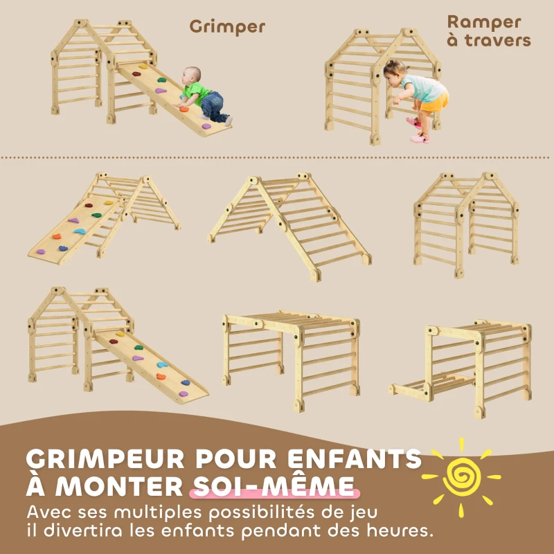 AIYAPLAY 3 en 1 Echelle d'escalade avec toboggan rampe, jouet d'escalade pliable pour enfants 18-48 mois charge 50 Kg