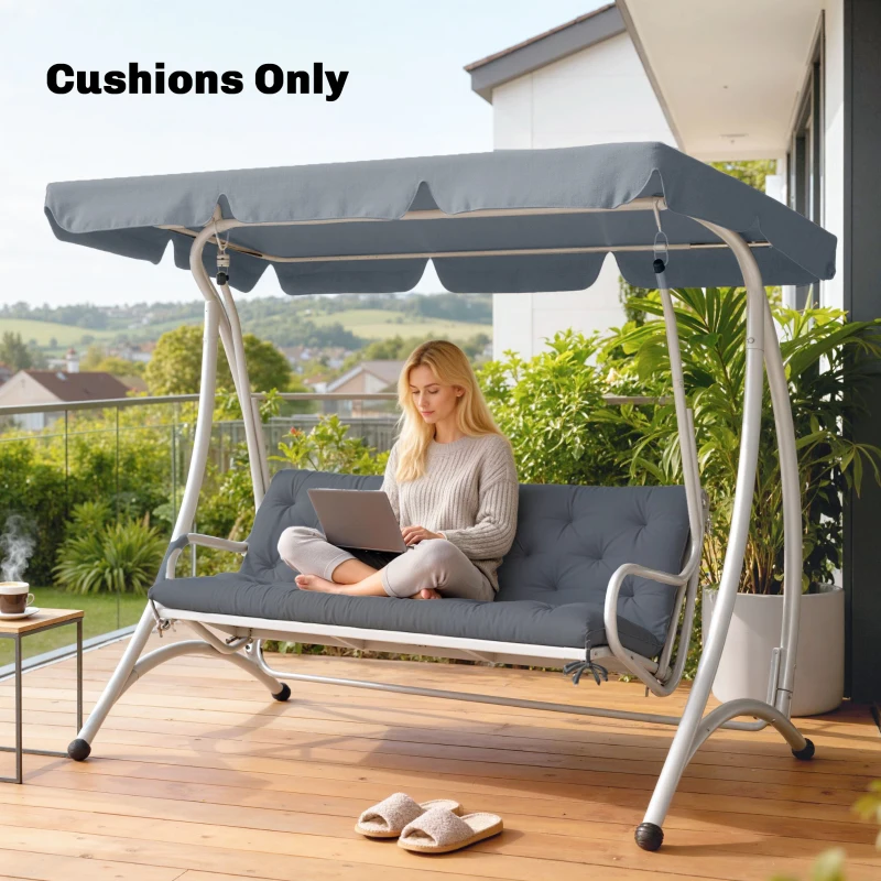 Outsunny Coussin de banc matelas assise dossier pour banc de jardin coussin balancelle canapé 3 places grand confort 150 x 98 x 8 cm gris