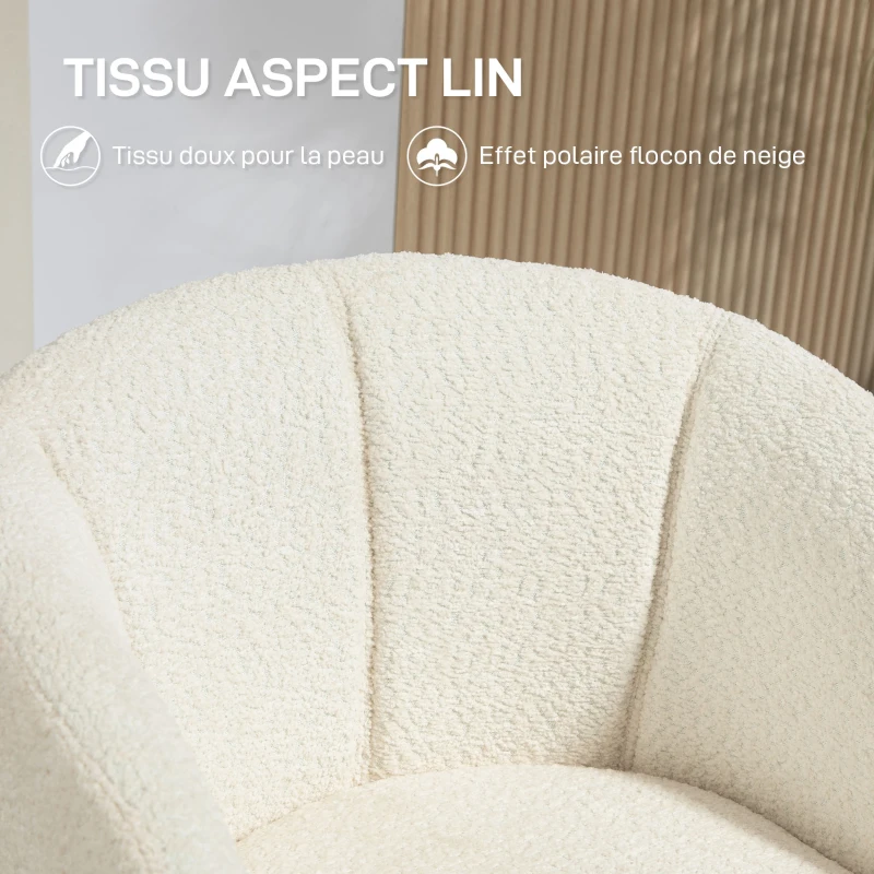 HOMCOM Chaise de salle à manger pivotante 360°, chaise de cuisine avec assise rembourrée, 58,5 x 59 x 78,5 cm, crème