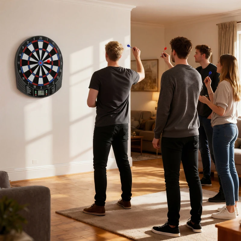 SPORTNOW Set electronic de darts cu vârfuri moi, ecrane LED duble, 33 de jocuri, 202 de variante, până la 8 jucători