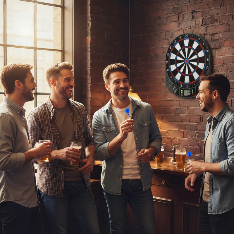 SPORTNOW Set electronic de darts cu vârfuri moi, ecrane LED duble, 33 de jocuri, 202 de variante, până la 8 jucători