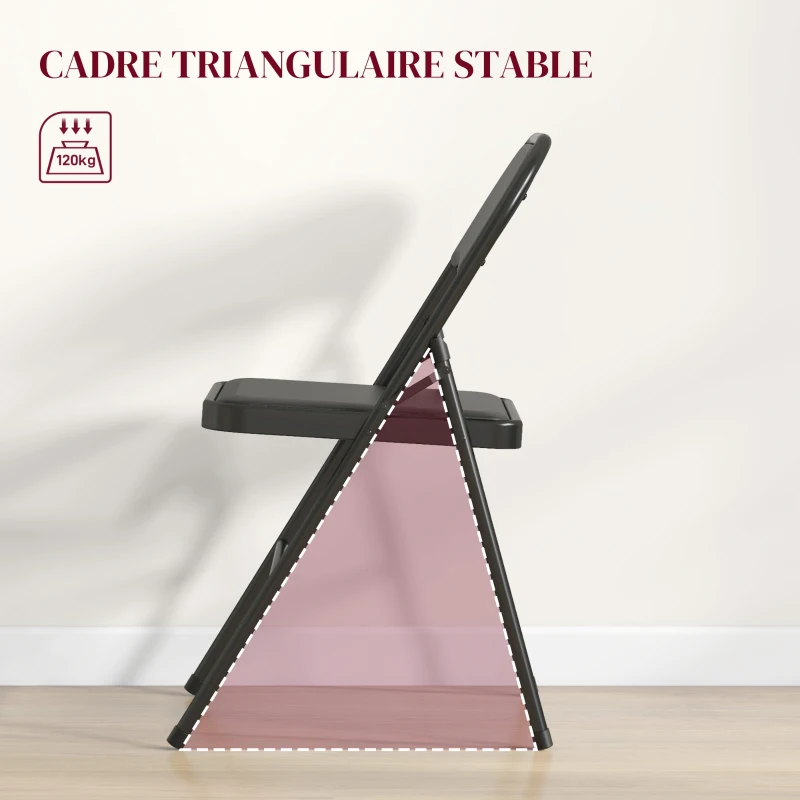 HOMCOM Lot de 4 chaises pliantes chaises de salle à manger portables cadre en acier 45 x 46 x 78 cm noir