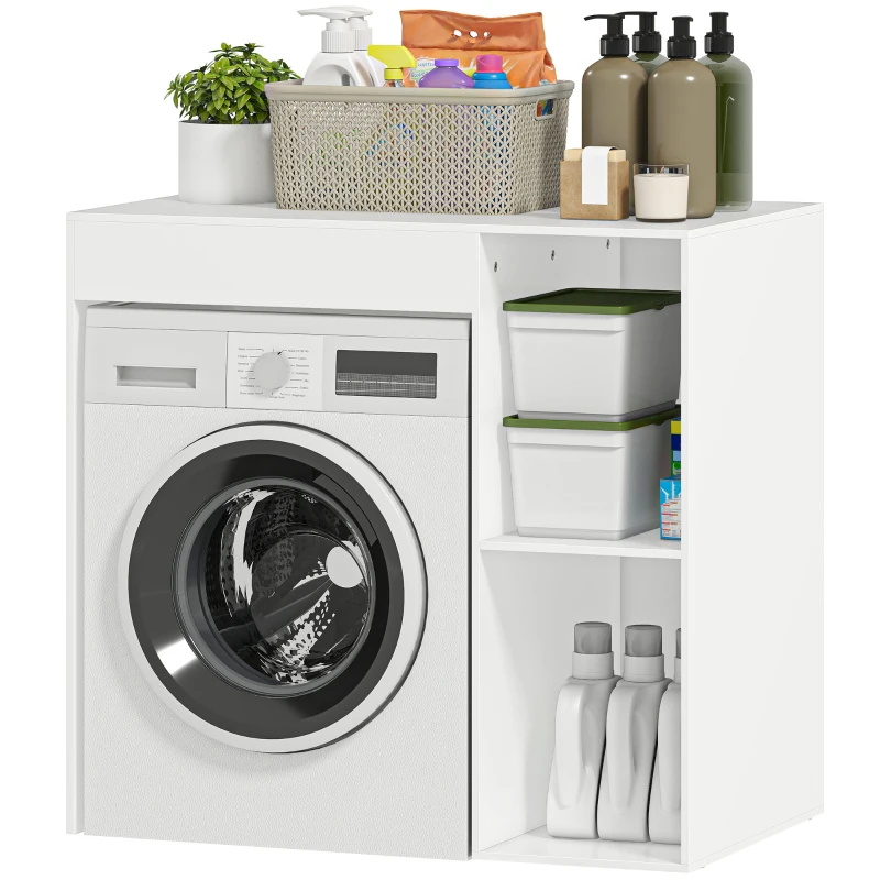 HOMCOM Over-Washer Cabinet with 2 Open Shelves, Freestanding, 96x60x95 cm, White