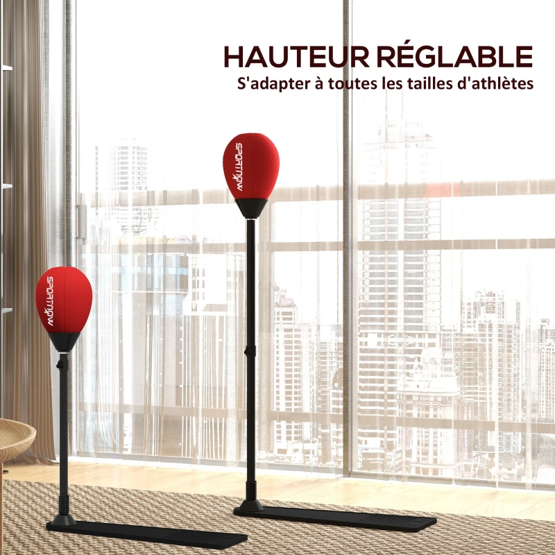 SPORTNOW Sac de frappe vitesse autoportant punching ball hauteur réglable 70-105 cm avec gants et pompe à main