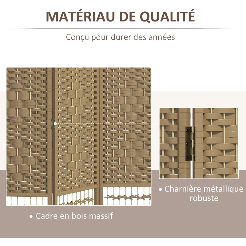 HOMCOM Paravent intérieur en bois séparateur de pièce cloison pliable 3 panneaux 120 x 170 cm bois naturel(m-5)