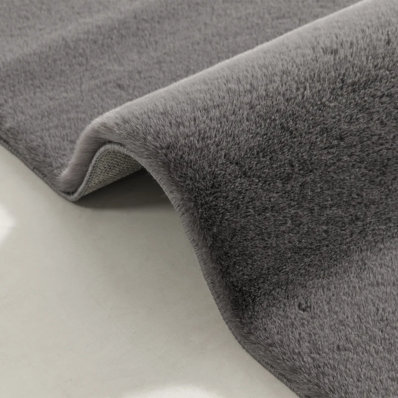 HOMCOM Tapis salon 230 x 160 cm tapis à poils longs, lavable en machine, antidérapant, en fausse fourrure, gris clair