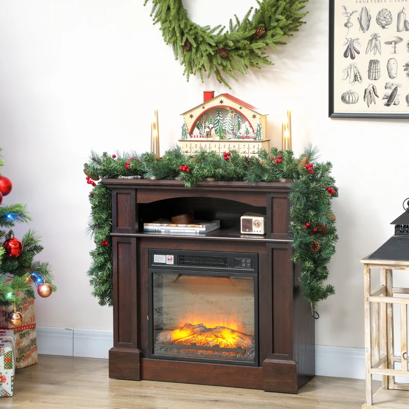 HOMCOM Guirlande de Noël artificielle 180 cm, décoration de Noël, 162 branches denses, pommes de pin, grappes de baies, vert