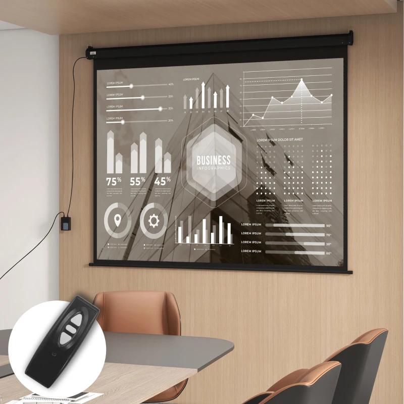 HOMCOM Écran vidéoprojecteur motorisé et électrique 100 Pouces, 4:3 4K HD, panneau de commande et télécommande