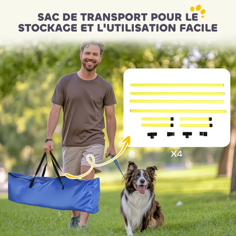 PawHut Agility sport pour chiens set de 4 obstacles professionnels avec système de maintien au sol sac transport fourni