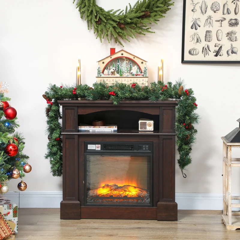 HOMCOM Guirlande de Noël artificielle 180 cm, décoration de Noël, 162 branches denses, pommes de pin, grappes de baies, vert