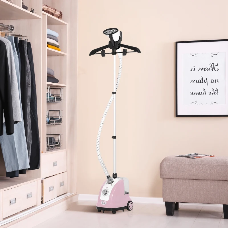 HOMCOM Défroisseur vapeur vertical défroisseur à vêtements 1,4 L 1950 W débit vapeur 32g/min tige telescopique rose noir