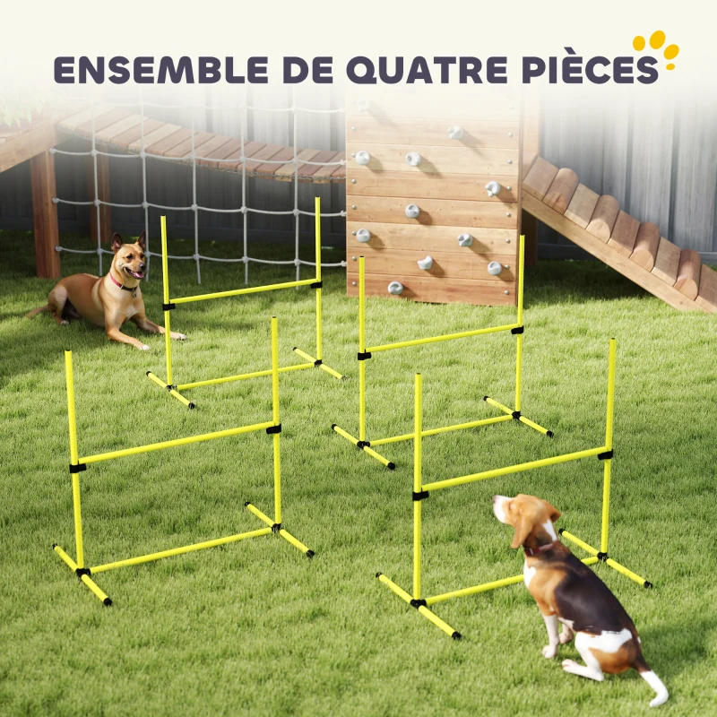 PawHut Agility sport pour chiens set de 4 obstacles professionnels avec système de maintien au sol sac transport fourni
