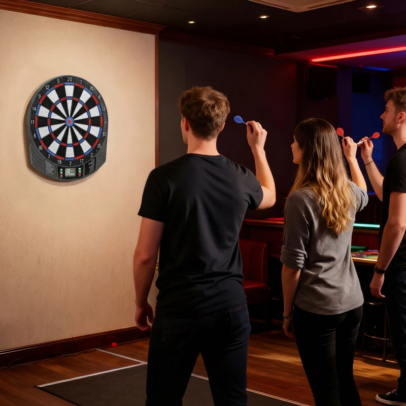 SPORTNOW Set electronic de darts cu vârfuri moi, ecrane LED duble, 33 de jocuri, 202 de variante, până la 8 jucători