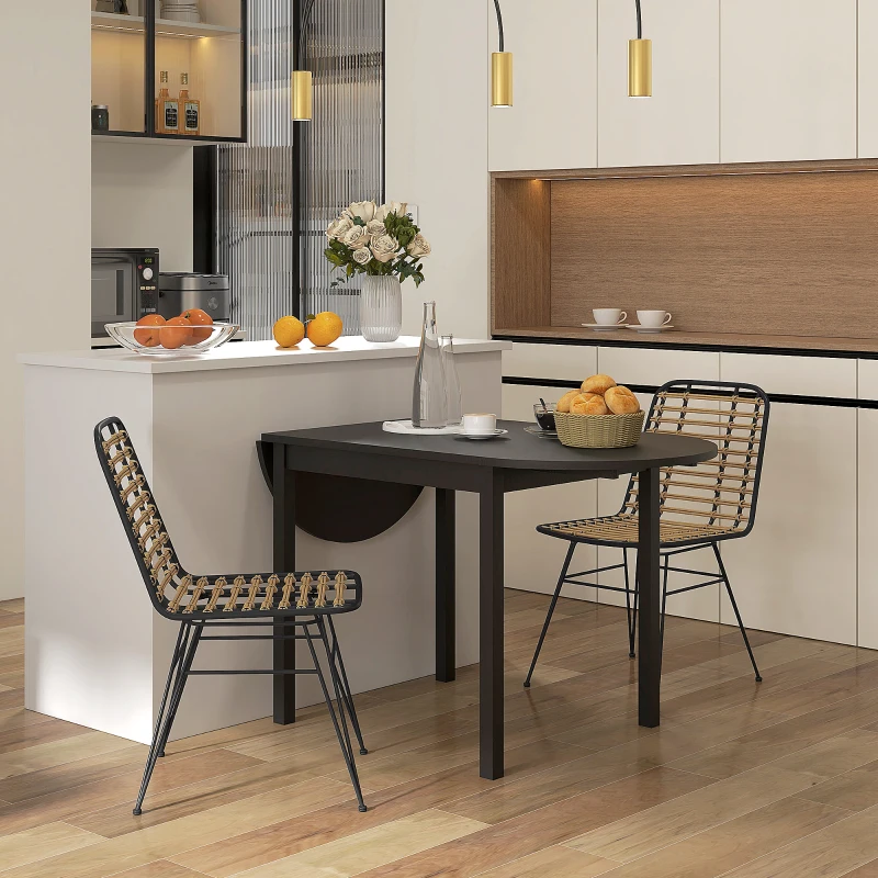 HOMCOM Lot de 2 chaises de salle à manger avec pied structure en acier noir, assise résine effet rotin, style bohème