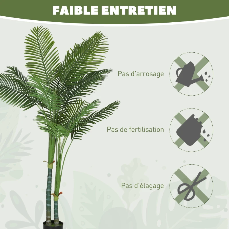 HOMCOM Plante artificielle intérieure 180 cm, palmier Areca arbre artificiel avec pot en plastique et flocage, vert