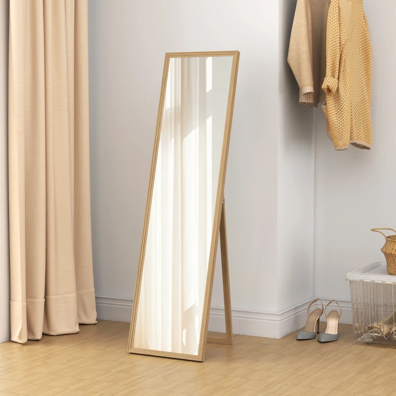 HOMCOM Miroir rectangulaire sur pied miroir de sol pour vestiaire salon salle de bain couloir 40 x 47 x 147 cm naturel