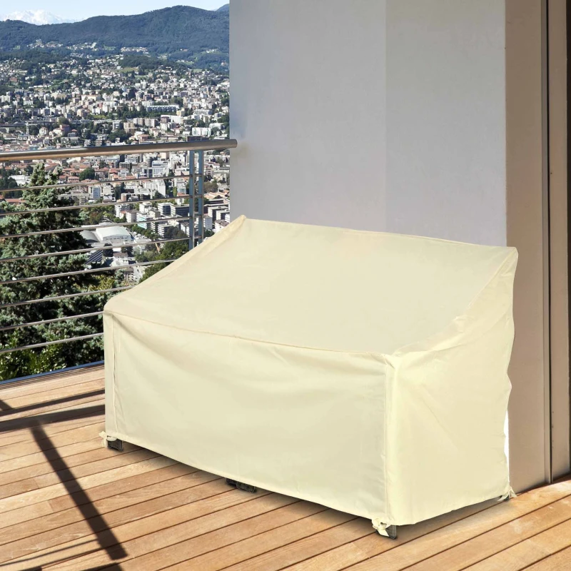 Outsunny Housse de canapé exterieur étanche, housse de banc de jardin 600D tissu oxford, bache de canapé extérieur pour balcon, terrasse, 140 x 84 x 56/94 cm, beige