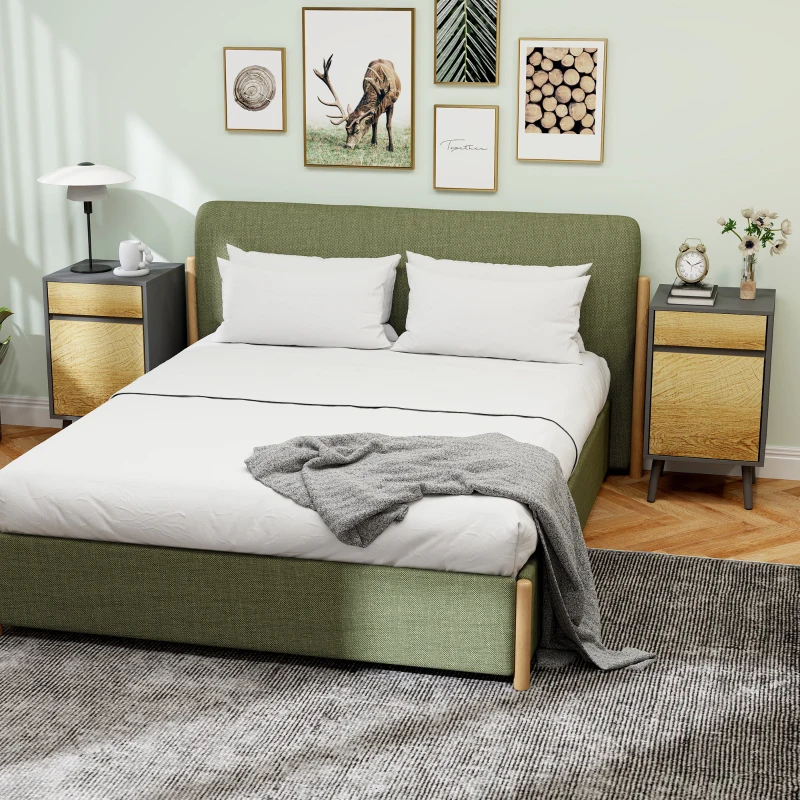 HOMCOM Lot de 2 tables de chevet table de nuit avec tiroirs et placard, style moderne, 40 x 39 x 69 cm, gris foncé