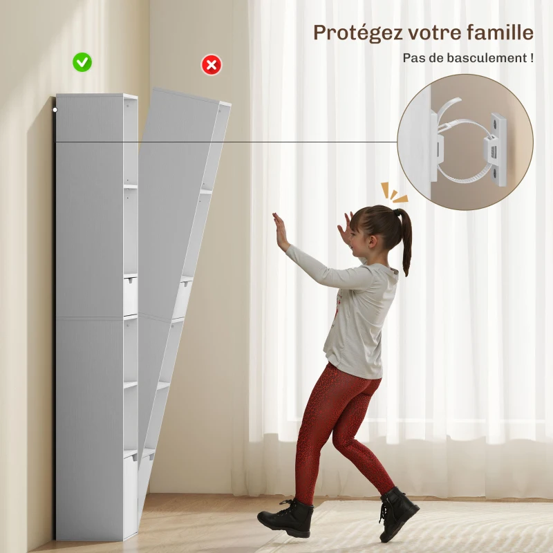 HOMCOM Bibliothèque, étagère à livres, meuble de rangement avec tiroir placard compartiments ouvertes, 30 x 24 x 158 cm, blanc