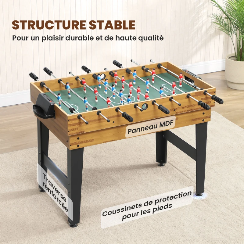 SPORTNOW Table multijeux 13 en 1, table de jeu baby-foot, billard, ping-pong, 121x109x80cm, pour enfants et adultes, noyer clair
