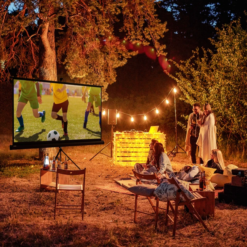 HOMCOM Écran de projection 84 pouces avec support trépied hauteur réglable, écran 4K HD 16:9