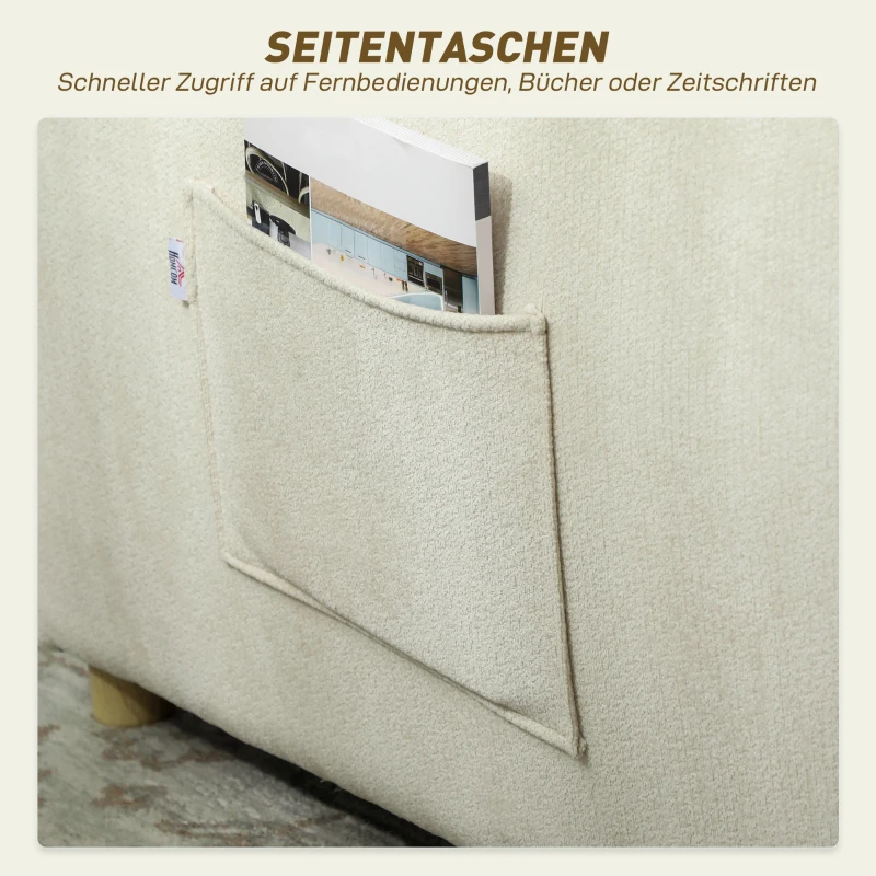 HOMCOM Schlafsessel 3 in 1 Umwandelbarer Sessel mit Bettfunktion, Lendenkissen, für Wohnzimmer Creme